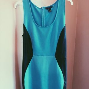 Electric teal blue cocktail dress